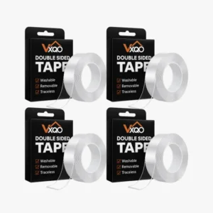 Vxqo Transparent Nano Tape Pack of 4 Strong Double Sided Adhesive Reusable Washable Mounting Tape Multipurpose Heavy Duty for Walls Glass Tiles Metal Home Office DIY