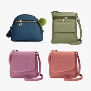 Women Sling Bags Pack of 4 Small Crossbody PU Leather Mini Side Bags Lightweight with Front Zip Pocket Adjustable Strap for Travel Office Daily Use
